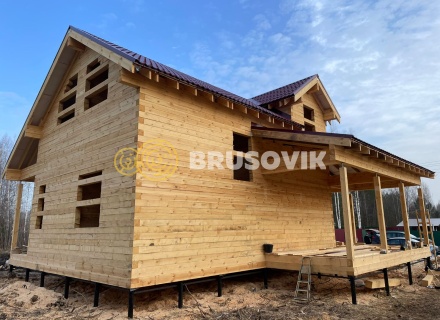 Дом 9х11м из обрезного бруса 150х150 мм по индивидуальному проекту в СТ Союз-Чернобыль-Сестрореченское, Дмитровский р-н., Московская область