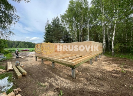 Баня 6х9м по индивидуальному проекту из профилированного бруса 145х145мм в д. Петрищево, Рузский район, Московская область