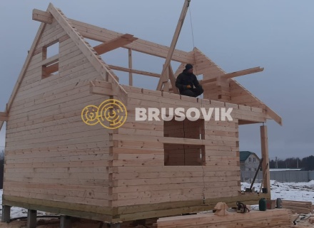 Баня 6х6м по проекту №15 из профилированного бруса 145х145мм в д. Глазово, Можайский район, Московская облать