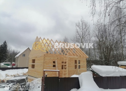 Дом 6х8 м из обрезного бруса 150х150 мм по проекту № 34  в селе Лужки, городской округ Истра, Московская область