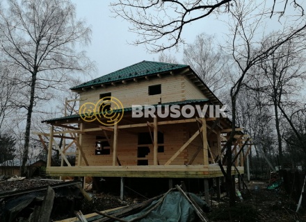 Двухэтажный дом 9х10 м из профилированного бруса 145х195 мм в СНТ Шараповские сады, городской округ Серпухов, Московская область