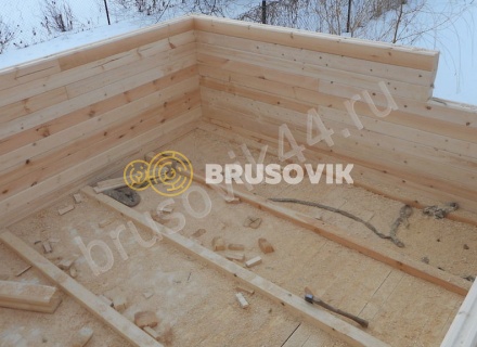 Зимнее строительство дома из бруса