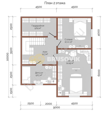 Проект №68 дома из бруса 10х9