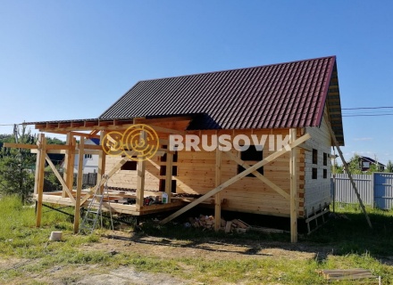 Дом 6х9 м из профилированного бруса 145х145 мм в коттеджном посёлке Барсово, д. Малые Петрищи, городской округ Щёлково, Московская область