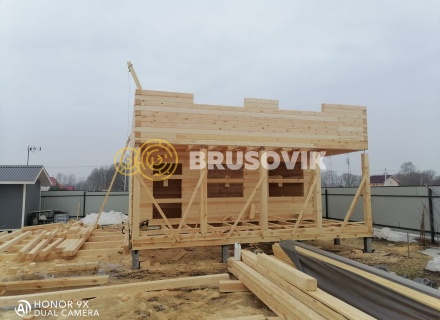 Полутораэтажный дом 7х10 м. с террасой из профилированного бруса 145х145 мм. по индивидуальному проекту в д. Максимиха, Домодедовский район, Московская область