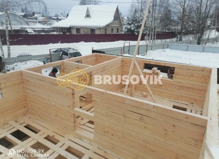 Дом 6х8 м из обрезного бруса 150х150 мм по проекту № 34  в селе Лужки, городской округ Истра, Московская область