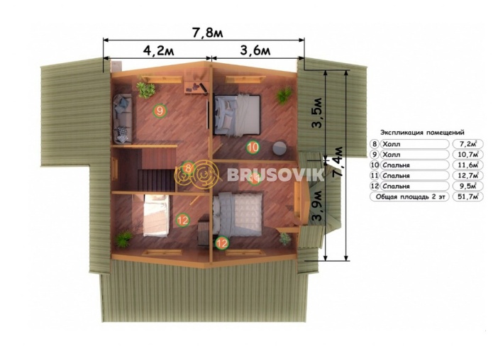 Проект №83 дома из бруса 10х12