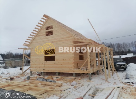 Дом 6х8м с террасой из профилированного бруса 145х145мм по индивидуальному проекту в СНТ Майский, г. Кострома