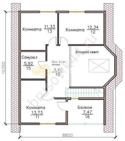 Проект №15 дома из бруса 9х10
