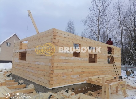 Дом 6х8 м из обрезного бруса 150х150 мм по проекту № 34  в селе Лужки, городской округ Истра, Московская область