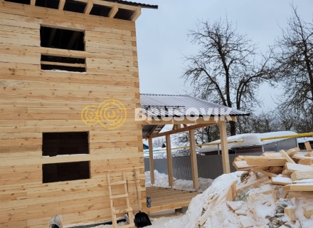 Двухэтажный дом 6х12м с террасой 3х6м из обрезного бруса 150х150мм по индивидуальному проекту в г. Иваново