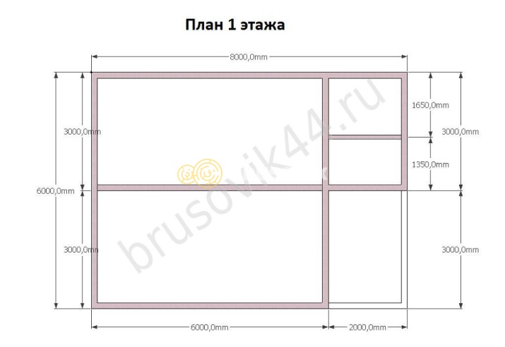 Проект №59 дома из бруса 6х8