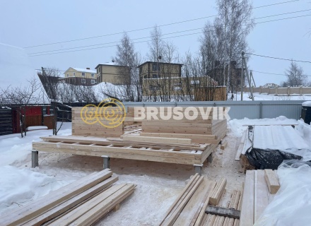 Полутораэтажный дом 6х8м с террасой из профилированного бруса 145х145мм по индивидуальному проекту в СТ Виктория, г. Кострома