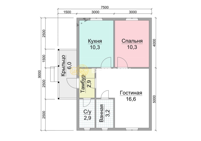 Проект №92 дома из бруса 6х9