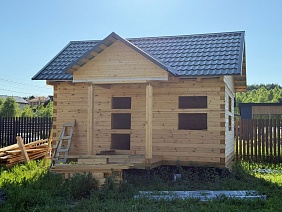 Баня 6х6м по индивидуальному проекту из профилированного бруса 145х145мм в с. Ивановское, Чеховский район, Московская область - фото процесса строительства