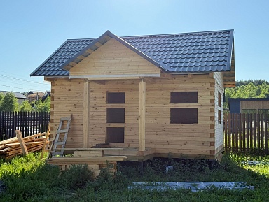 Баня 6х6м по индивидуальному проекту из профилированного бруса 145х145мм в с. Ивановское, Чеховский район, Московская область - фото процесса строительства