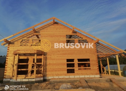 Дом 11х12 м с эркером и террасой 3х12 м из профилированного бруса 145х195мм по проекту № 44 в СНТ Авиатор, Суздальский район, Владимирская область