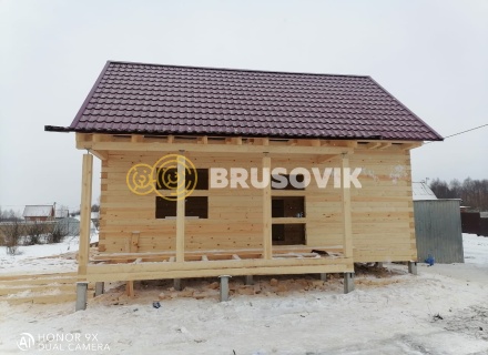 Дом 6х8м с террасой из профилированного бруса 145х145мм по индивидуальному проекту в СНТ Майский, г. Кострома