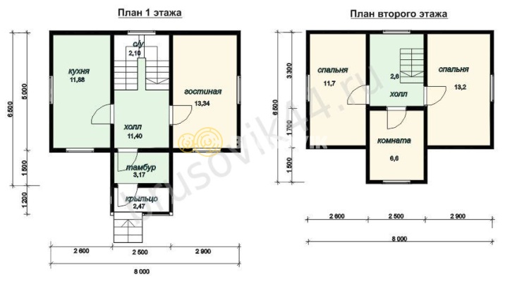 Проект №3 дома из бруса 6,5х8