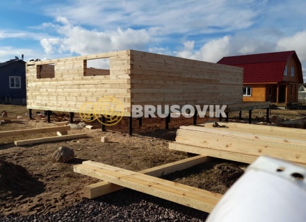 Дом 7х9 м из обрезного бруса 150х150 мм по индивидуальному проекту в коттеджном посёлке Рыбицы-1, Гатчинский район, Ленинградская область