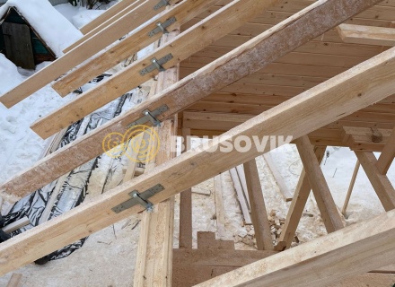 Полутораэтажный дом 6х8м с террасой из профилированного бруса 145х145мм по индивидуальному проекту в СТ Виктория, г. Кострома