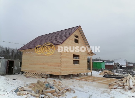 Дом 6х8м с террасой из профилированного бруса 145х145мм по индивидуальному проекту в СНТ Майский, г. Кострома