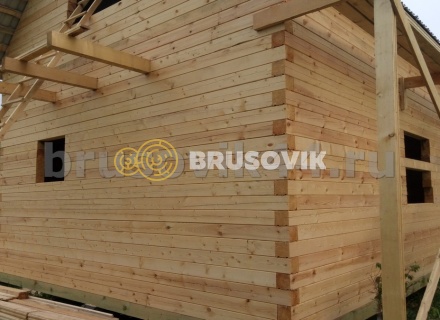 Баня 6х8 м из сухого профилированного бруса 145х145 мм по проекту №3 в Московской области