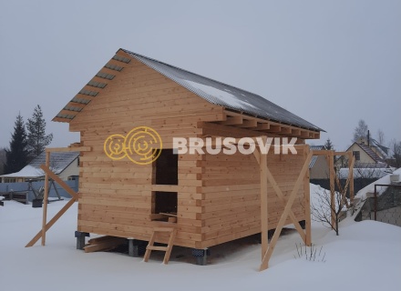 Баня 4х6 м из профилированного бруса 145х145 мм по индивидуальному проекту в д. Замятино, Кимрский район, Тверская область