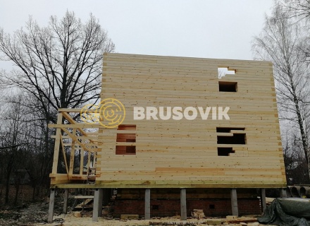 Двухэтажный дом 9х10 м из профилированного бруса 145х195 мм в СНТ Шараповские сады, городской округ Серпухов, Московская область