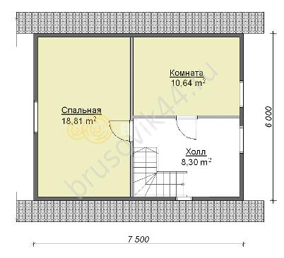 Проект №17 дома из бруса 7,5х7,5