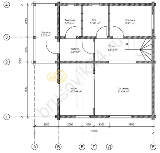 Проект №54 дома из бруса 9,5x10