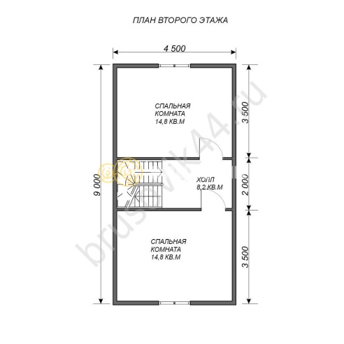 Проект №64 дома из бруса 9х9