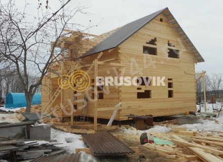 Зимнее строительство дома из бруса