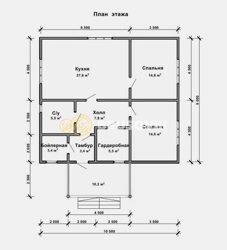 Проект №93 дома из бруса 9х10