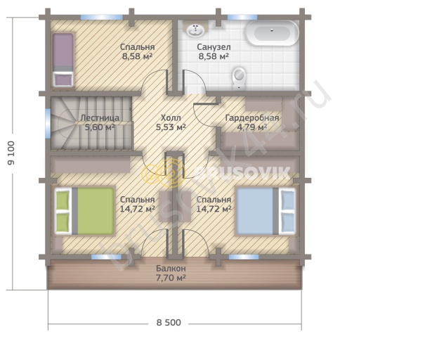 Проект №52 дома из бруса 8x11,2