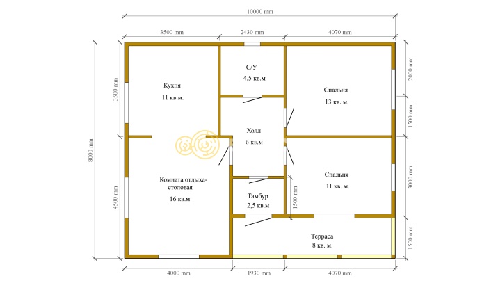 Проект №95 дома из бруса 8х10