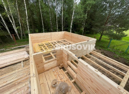 Баня 6х9м по индивидуальному проекту из профилированного бруса 145х145мм в д. Петрищево, Рузский район, Московская область