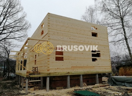 Двухэтажный дом 9х10 м из профилированного бруса 145х195 мм в СНТ Шараповские сады, городской округ Серпухов, Московская область