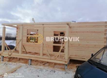 Дом 6х8м с террасой из профилированного бруса 145х145мм по индивидуальному проекту в СНТ Майский, г. Кострома