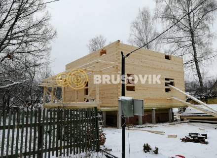 Двухэтажный дом 9х10 м из профилированного бруса 145х195 мм в СНТ Шараповские сады, городской округ Серпухов, Московская область