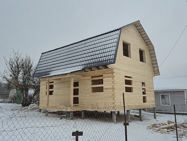 Дом 7х9м из профилированного бруса 145х145мм СНТ Литейщик, Каширский район, Московская область - фото процесса строительства