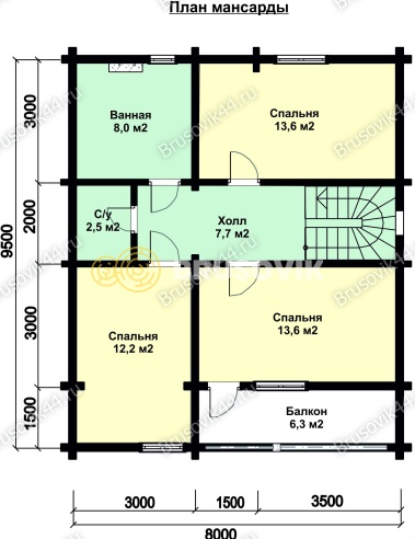 Проект №1 дома из бруса 9,4х9,5