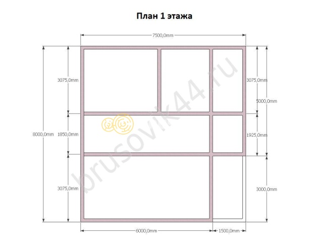 Проект №60 дома из бруса 7,5х8