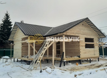 Баня 9х9м по проекту №7 из обрезного бруса 150х150 мм в СНТ Мошницы, г. Солнечногорск, Московская обл.