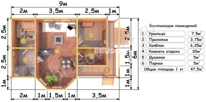 Проект №17 баня из бруса 6х9
