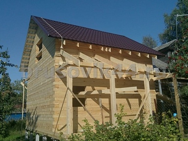 Дом 6х8 м из профилированного бруса 145х195 мм в Ярославской области - фото процесса строительства