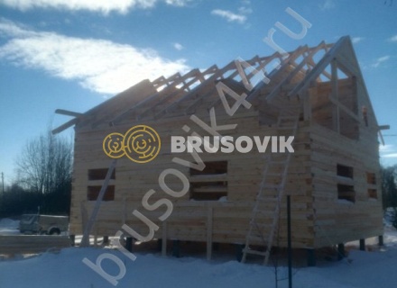 Дом 9,4х9,5 м по проекту № 1 из обрезного бруса 150х150 мм