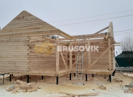 Баня 9х9м по проекту №7 из обрезного бруса 150х150 мм в СНТ Мошницы, г. Солнечногорск, Московская обл.