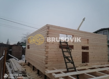 Дом 6х8м по проекту №24 из профилированного бруса 145х145 мм в СНТ Резинотехника-2, г. Ярославль.