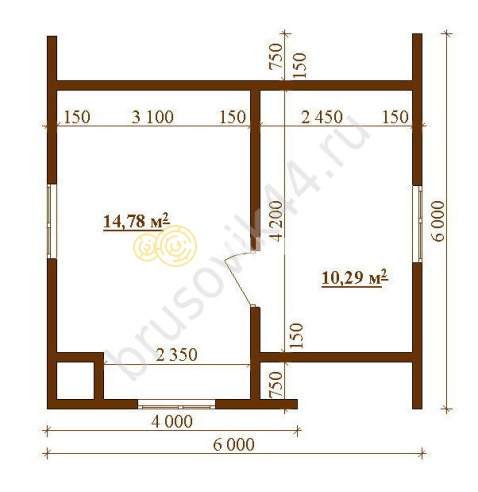 Проект №47 дома из бруса 6x8